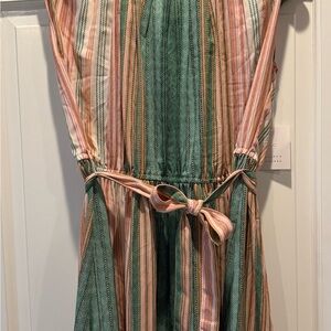 Striped Sleeveless Dress with Belt